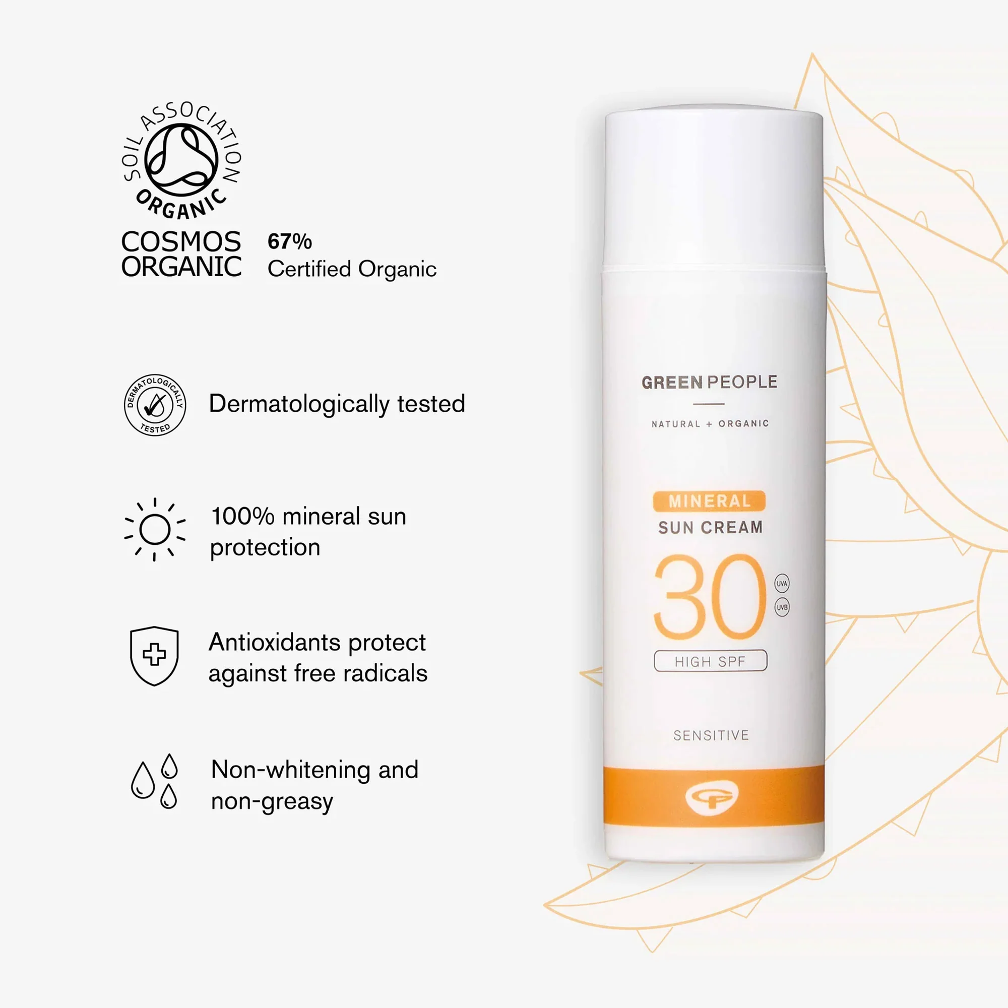 Green People Scent Free Facial Mineral Suncream SPF30 - Organic - Image 3