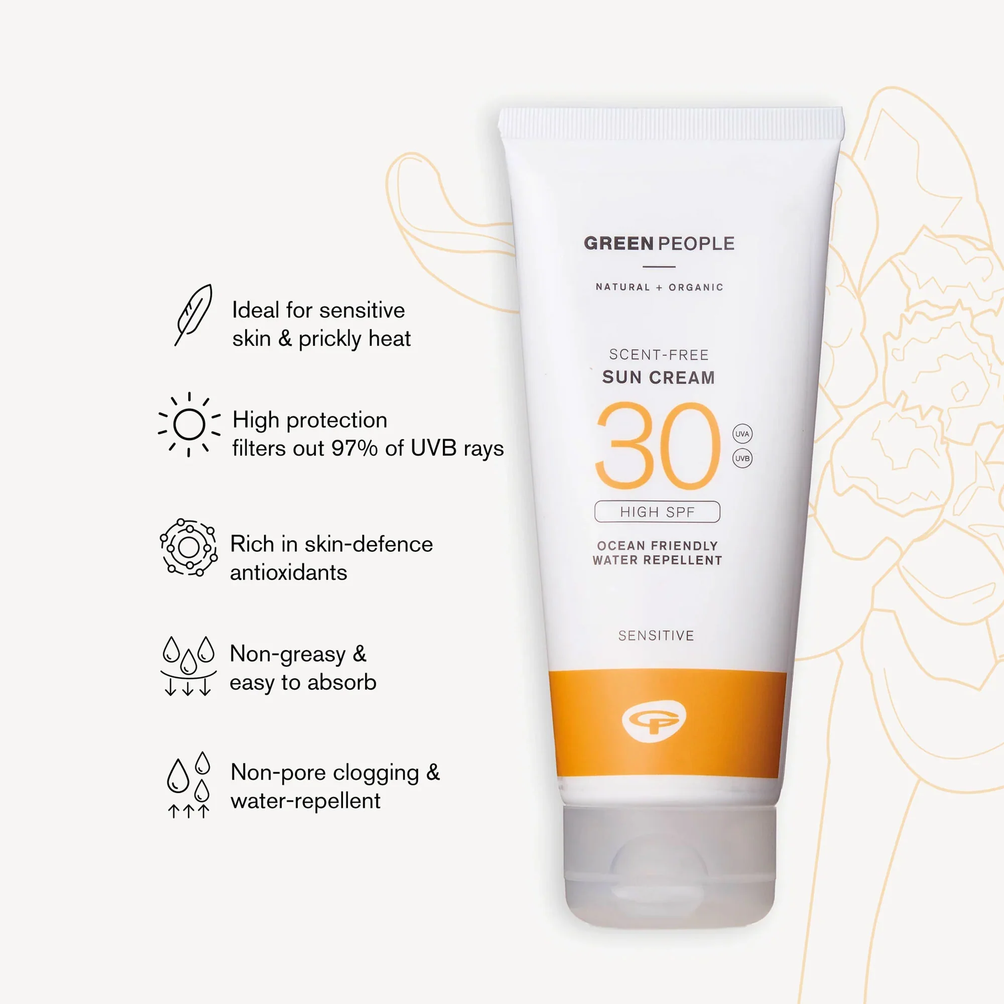 Green People Scent Free Body Sun Cream SPF30 - Invisible - Image 3