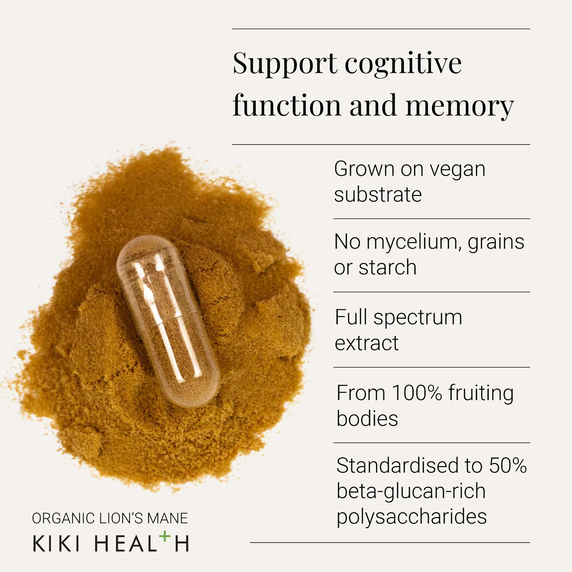 Kiki Health Organic Lion's Mane Mushroom Extract - Image 3